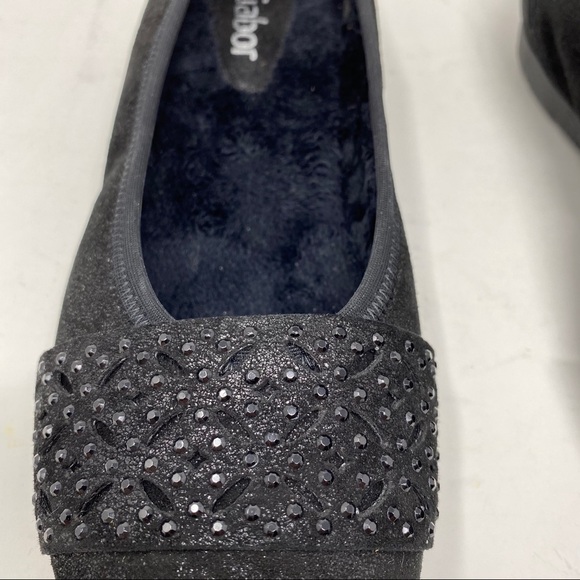 Gabor Black Bling Flats faux fur lined 74.160.80 - Picture 5 of 11